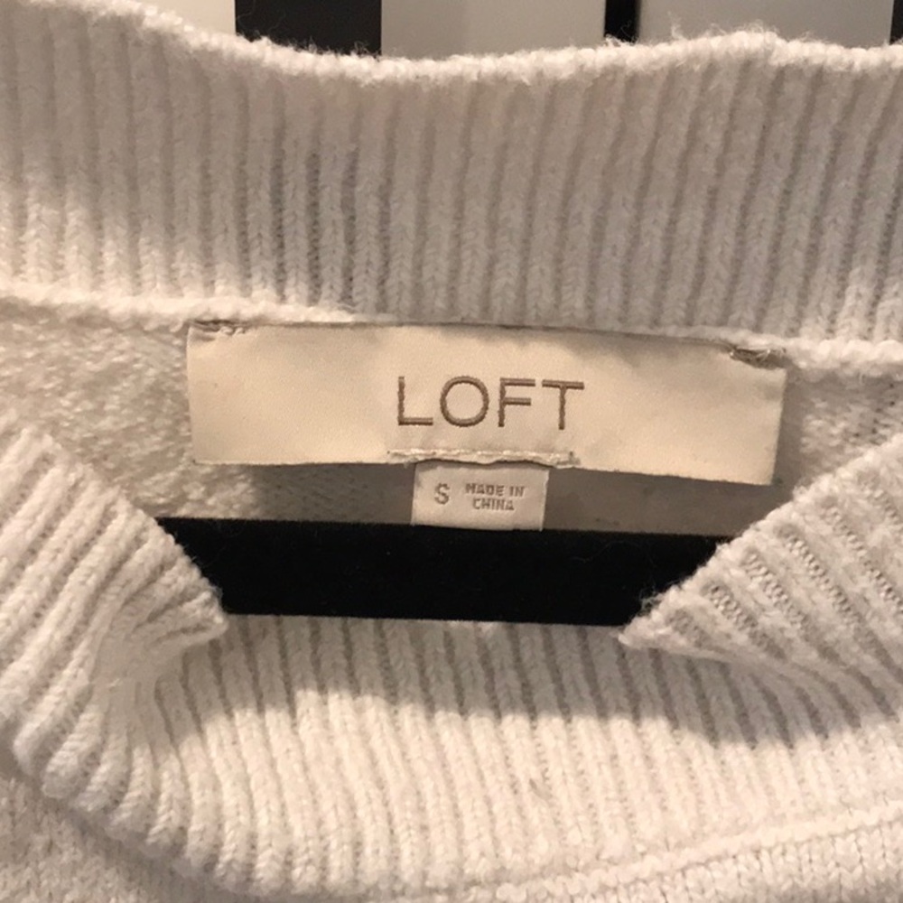 LOFT White Ribbed Sweater - Picture 2 of 2